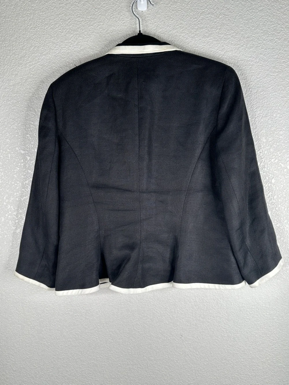 Lauren Ralph Lauren 100% Linen Black & White Tweed Classic Minimalist Blazer - Picture 4 of 5